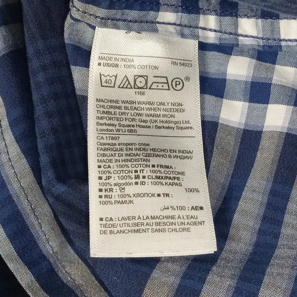 BANANA REPUBLIC Men's Blue Plaid Long Sleeve Shirt Size Medium
